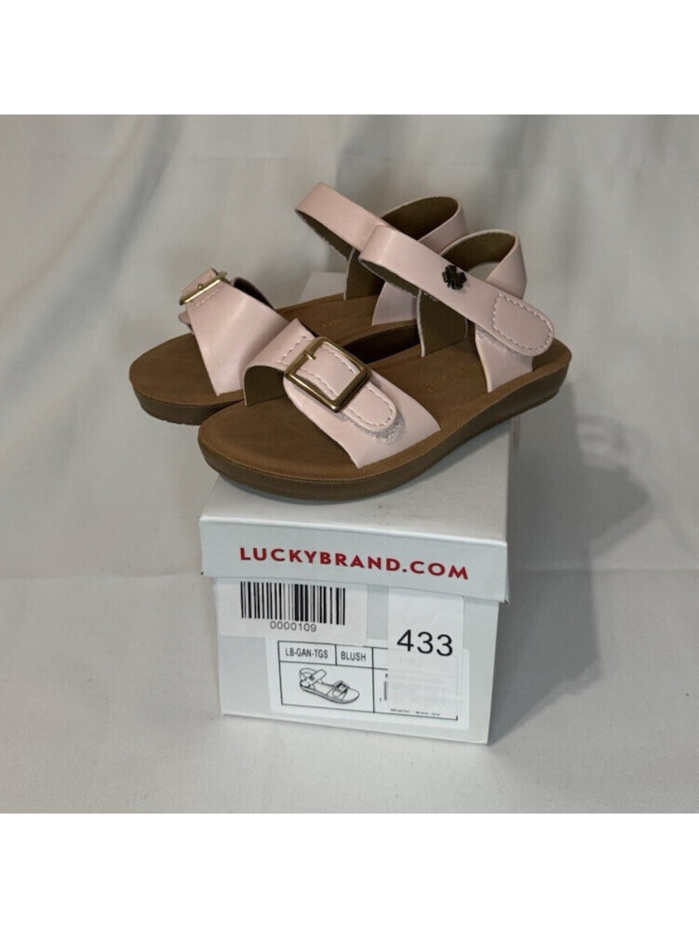 Lucky Brand Girls Blush Sandals Toddler Size 7 Hook Loop Buckle New w/ Box